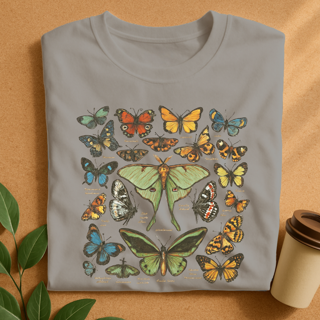 Vintage Botanical Butterfly Collection T-Shirt