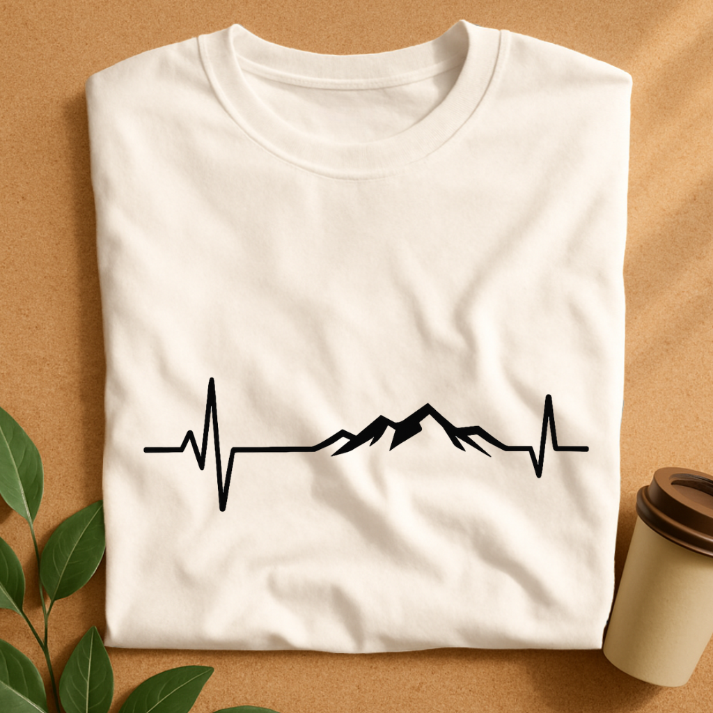 Heartbeat Mountain Line Art T-Shirt
