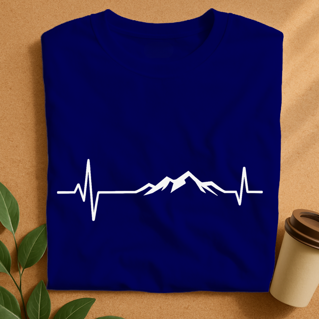 Heartbeat Mountain Line Art T-Shirt