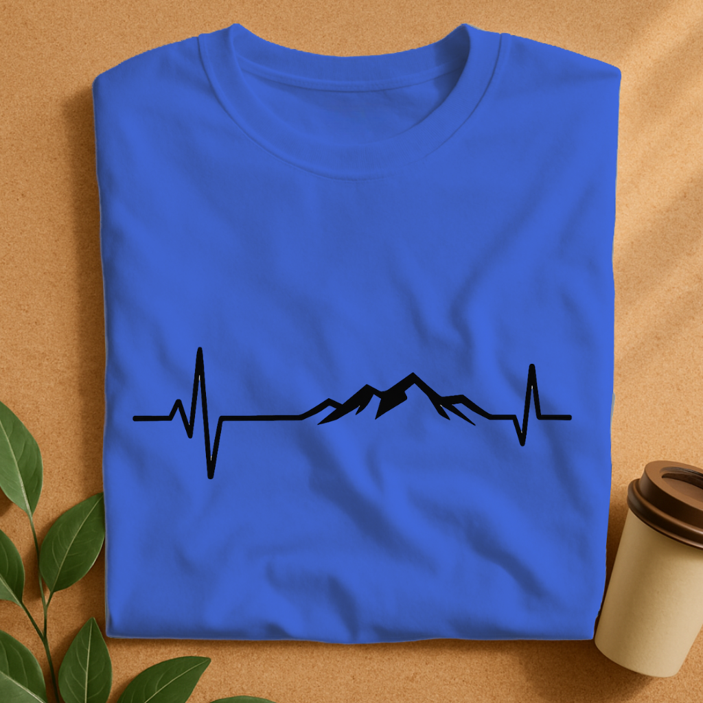 Heartbeat Mountain Line Art T-Shirt