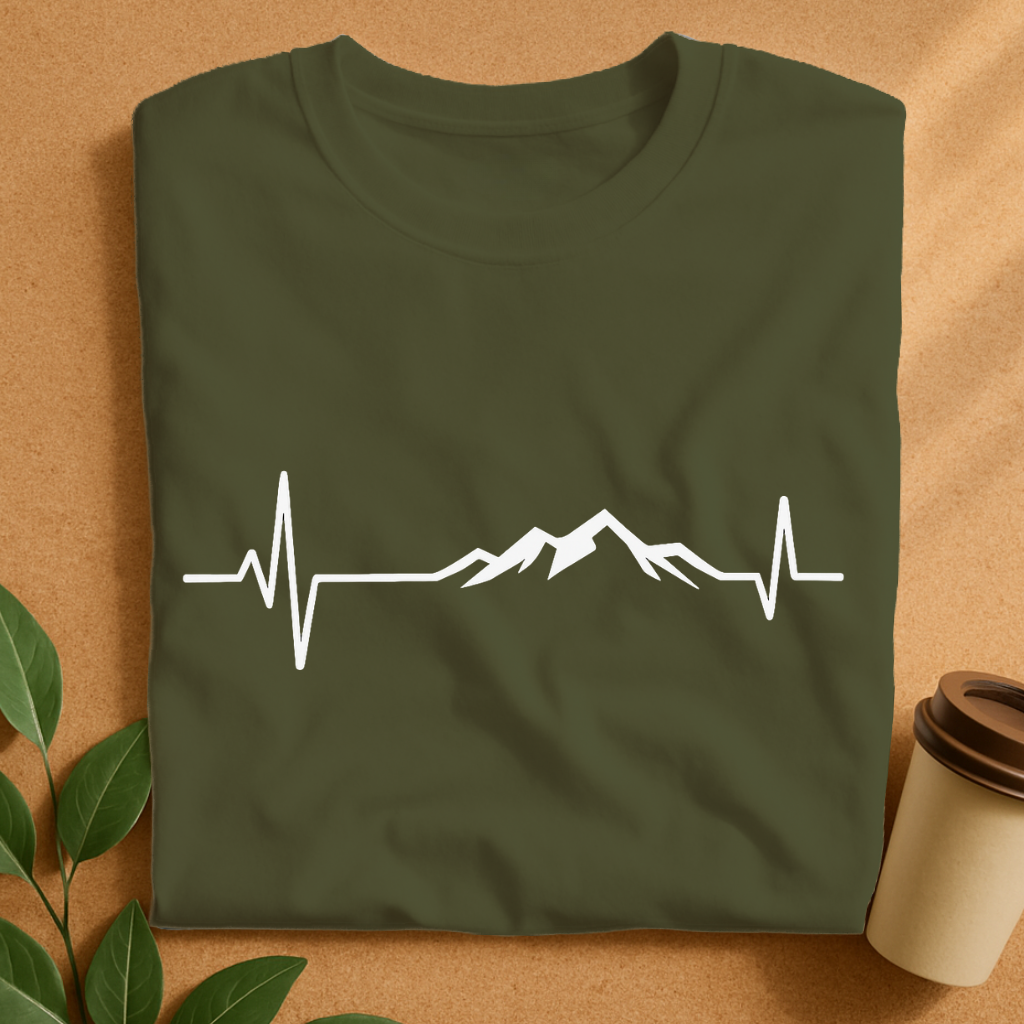 Heartbeat Mountain Line Art T-Shirt