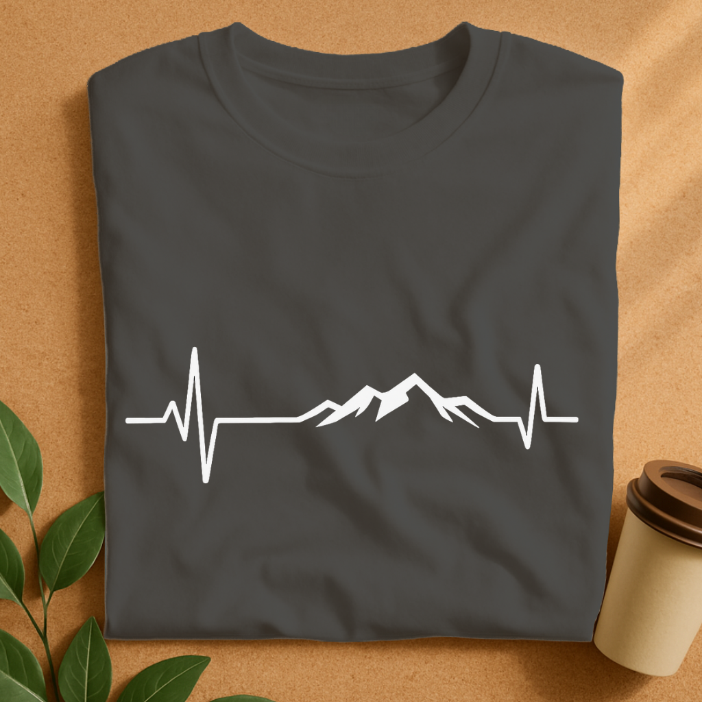 Heartbeat Mountain Line Art T-Shirt