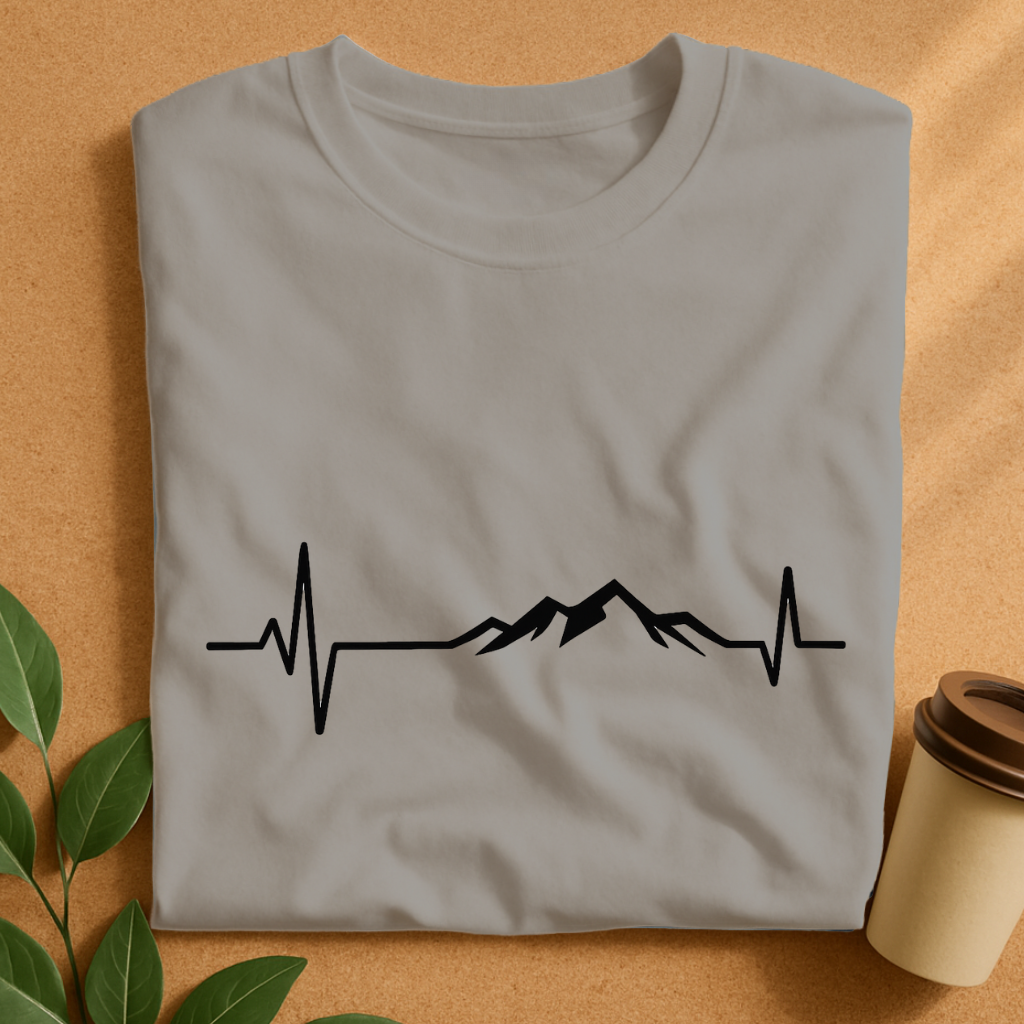 Heartbeat Mountain Line Art T-Shirt