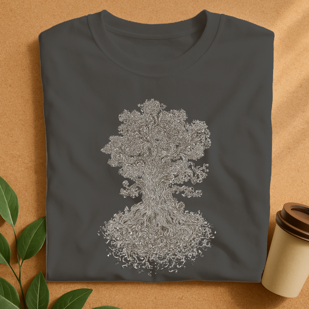 Intricate Thick Line Tree with Twisting Roots T-Shirt