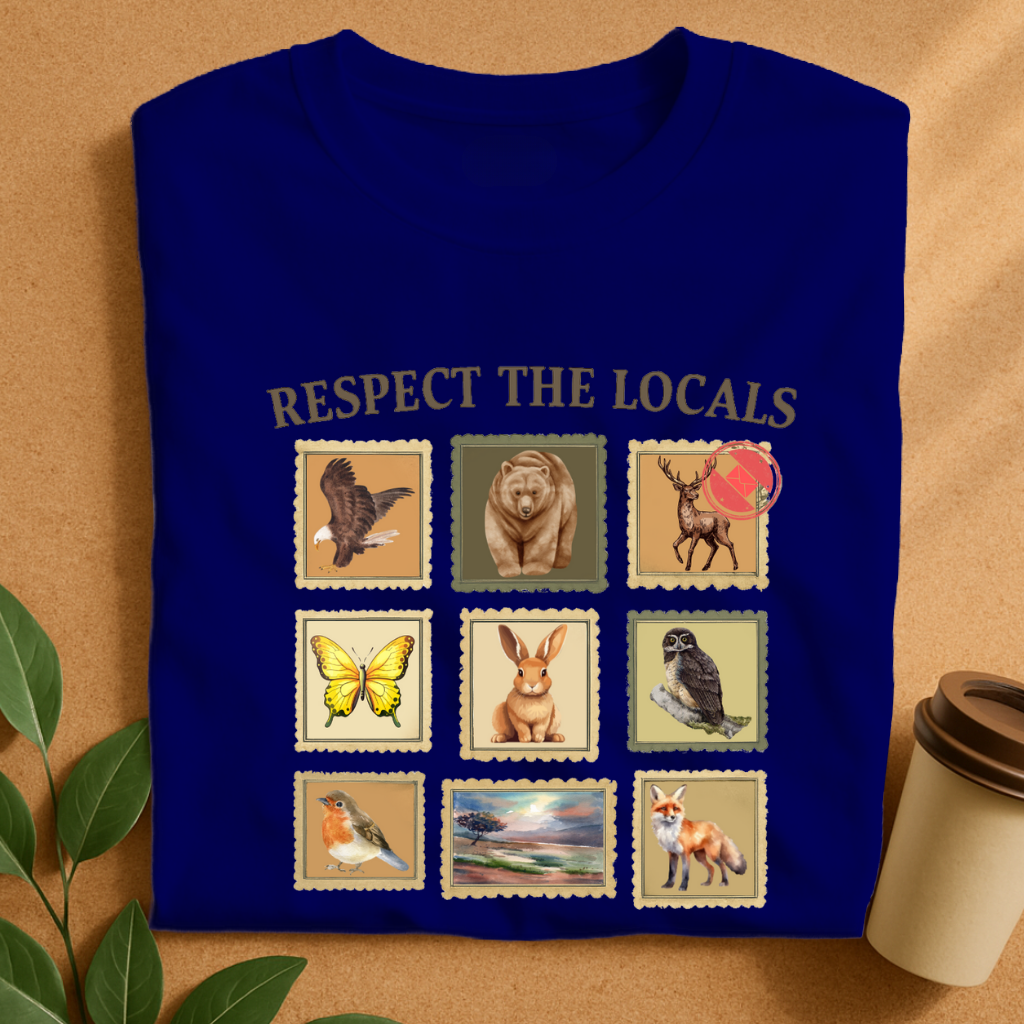 Respect the Locals – Vintage Wildlife Stamp Collection T-Shirt