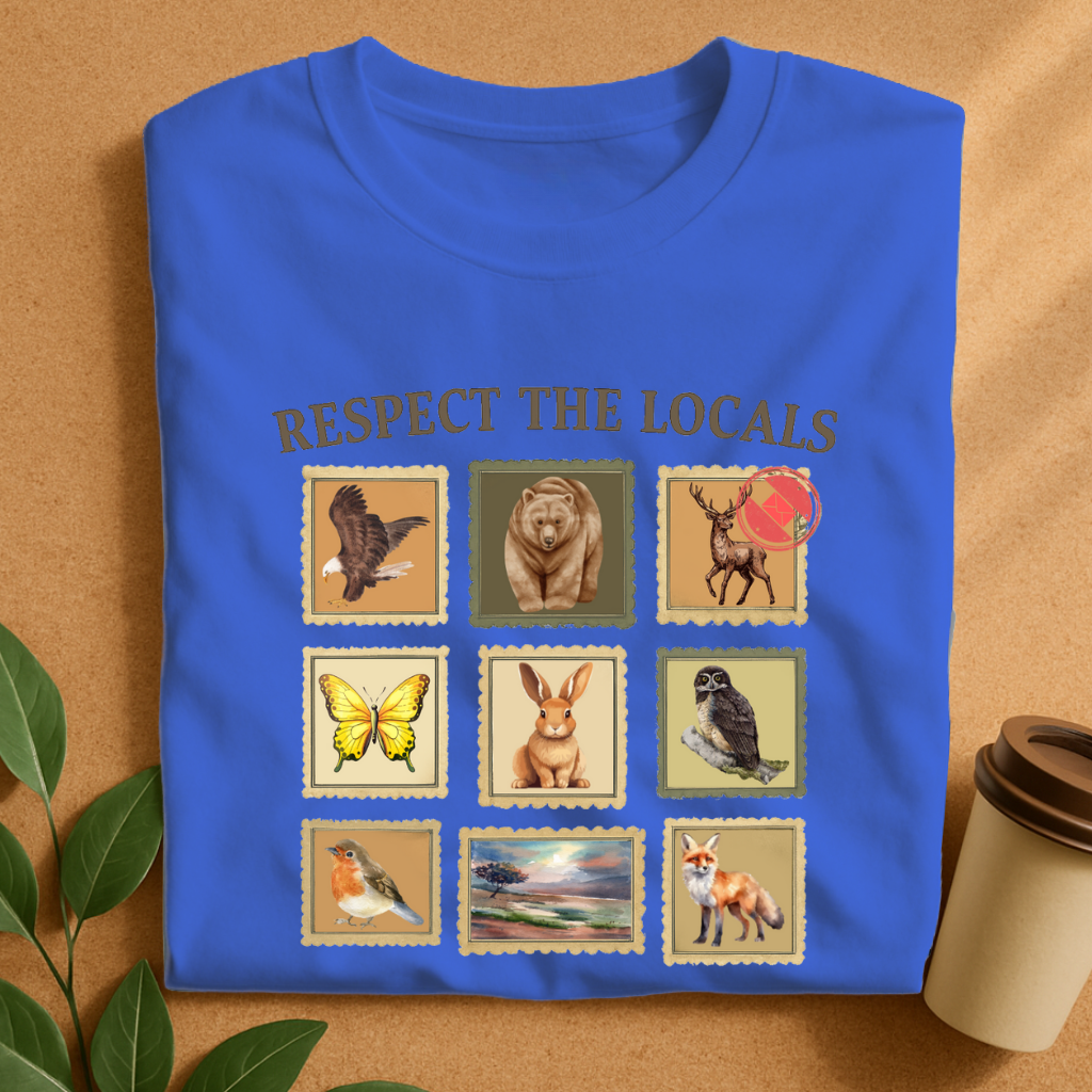Respect the Locals – Vintage Wildlife Stamp Collection T-Shirt