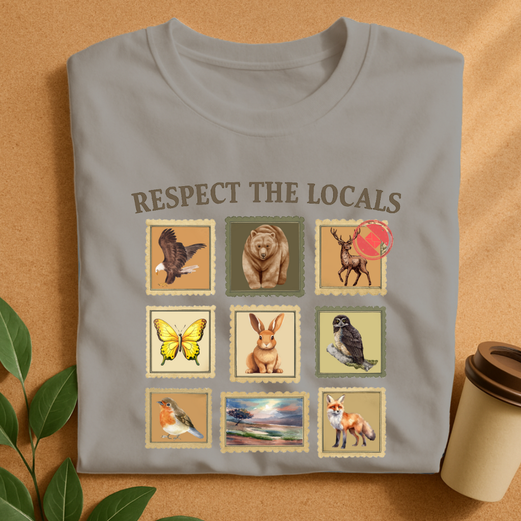 Respect the Locals – Vintage Wildlife Stamp Collection T-Shirt