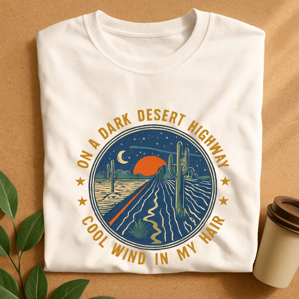 Desert Night Highway Sunset T-Shirt