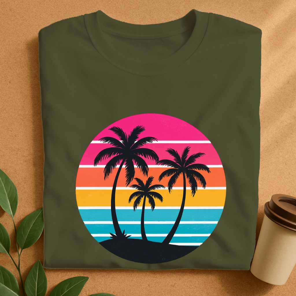 Retro Sunset Palm Silhouettes T-Shirt