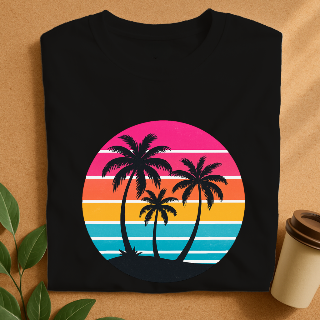 Retro Sunset Palm Silhouettes T-Shirt