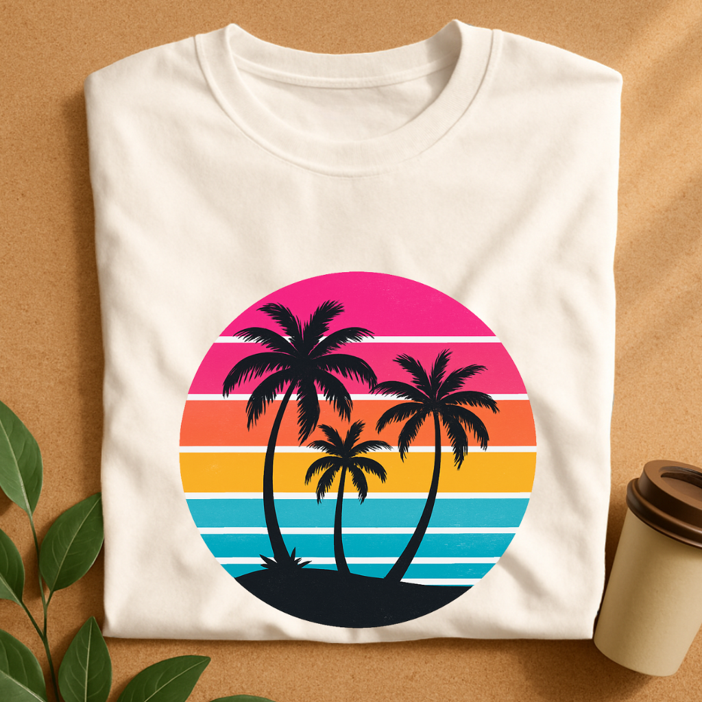 Retro Sunset Palm Silhouettes T-Shirt