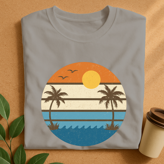 Retro Sunset Palm Trees Beach Vibes T-Shirt