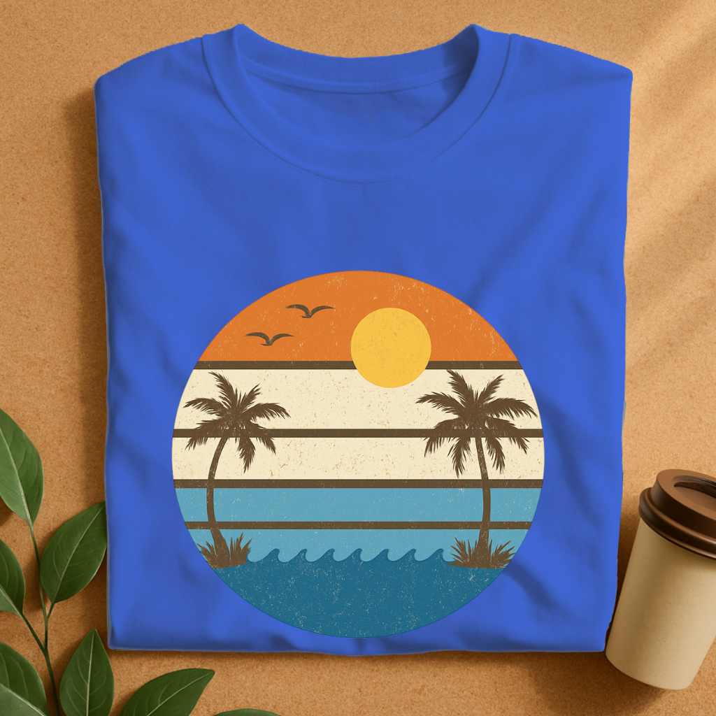 Retro Sunset Palm Trees Beach Vibes T-Shirt