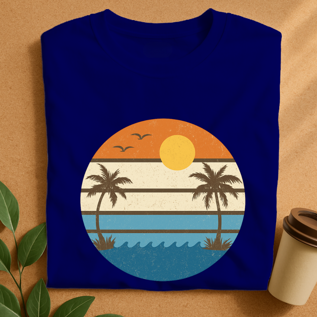 Retro Sunset Palm Trees Beach Vibes T-Shirt
