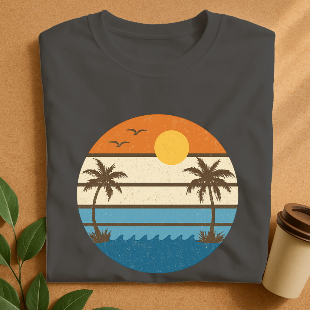 Retro Sunset Palm Trees Beach Vibes T-Shirt