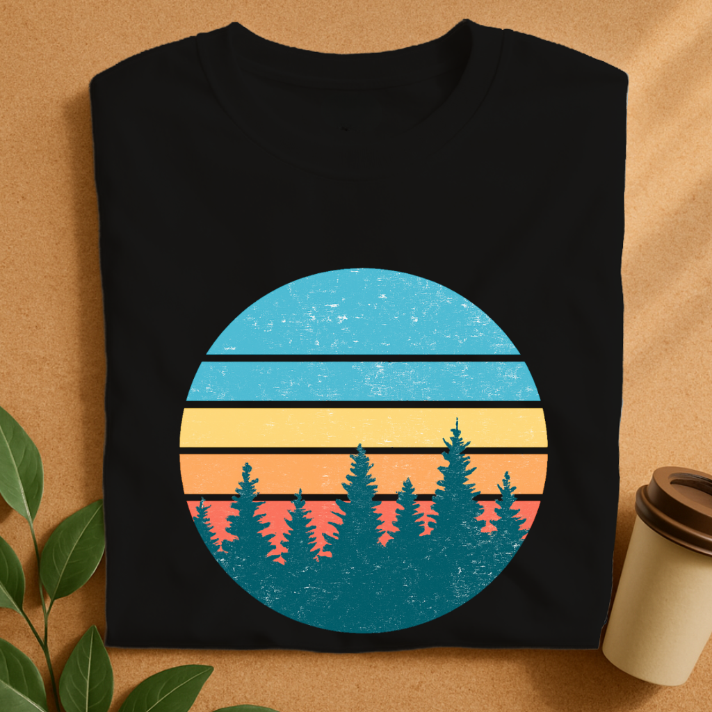 Retro Sunset Pines Silhouette T-Shirt