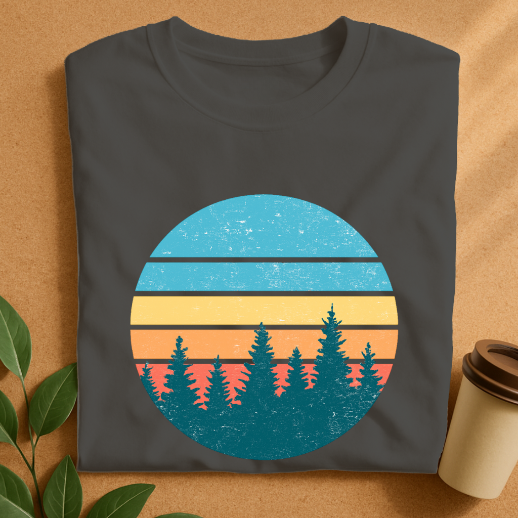 Retro Sunset Pines Silhouette T-Shirt