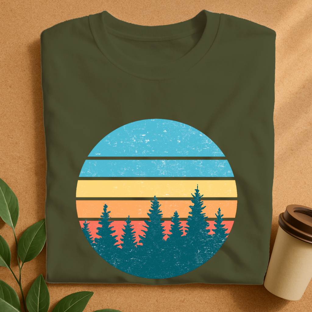 Retro Sunset Pines Silhouette T-Shirt