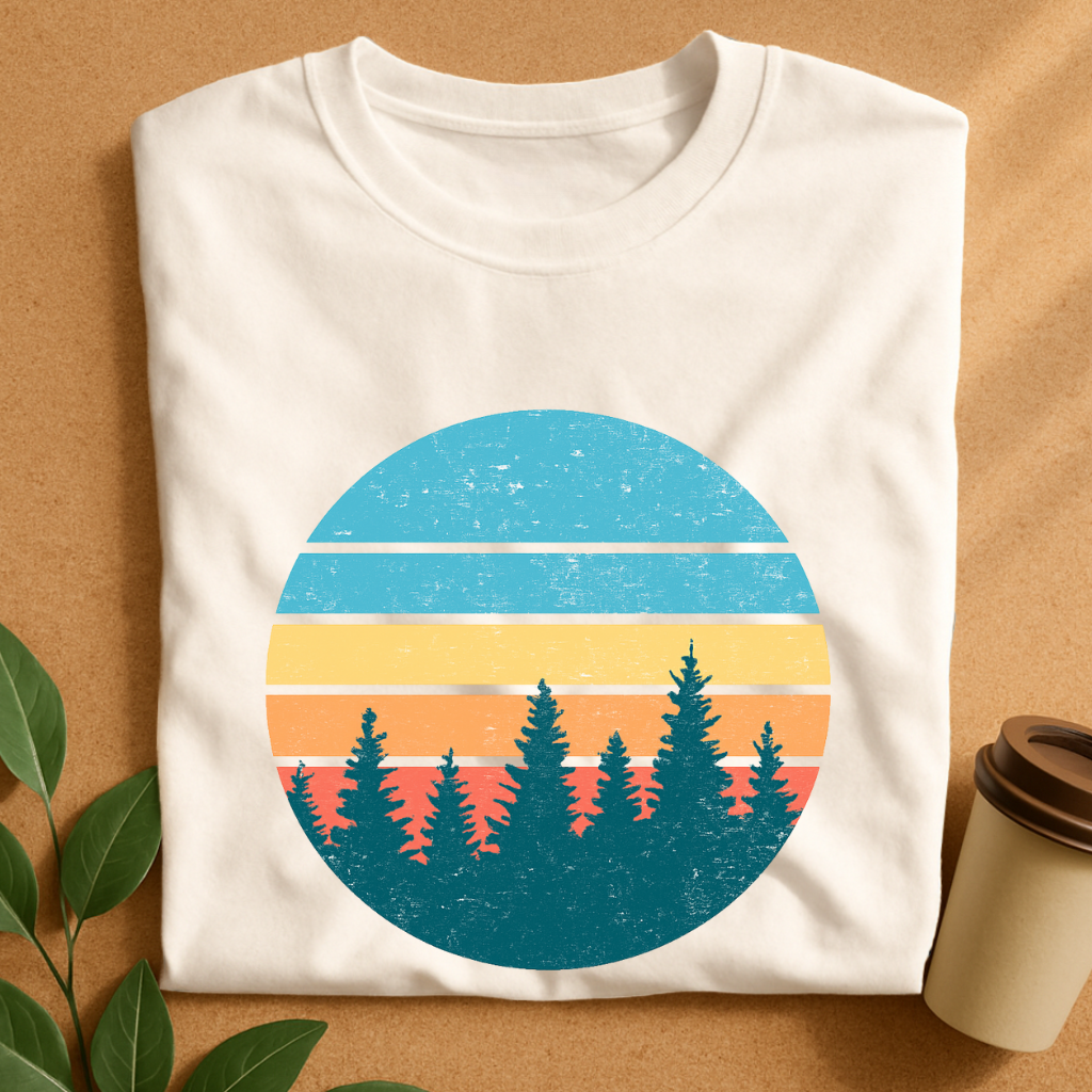 Retro Sunset Pines Silhouette T-Shirt