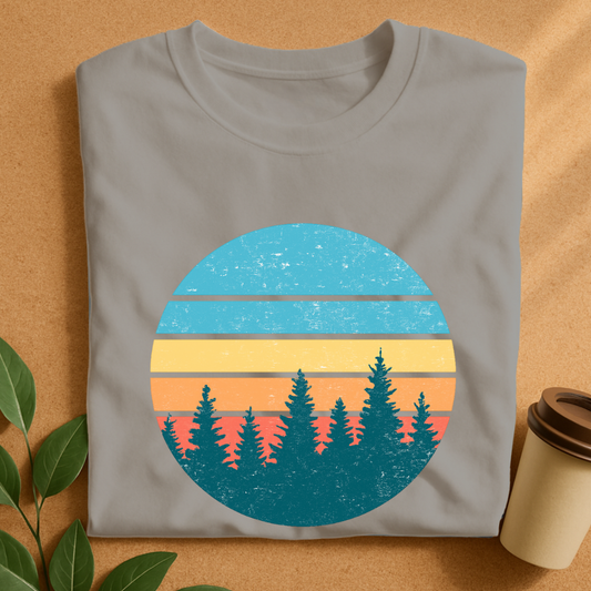 Retro Sunset Pines Silhouette T-Shirt