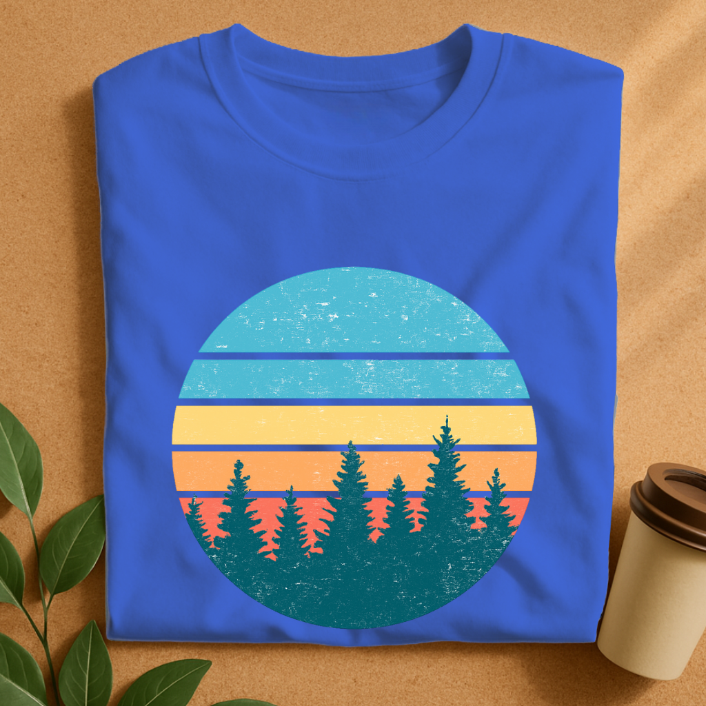 Retro Sunset Pines Silhouette T-Shirt