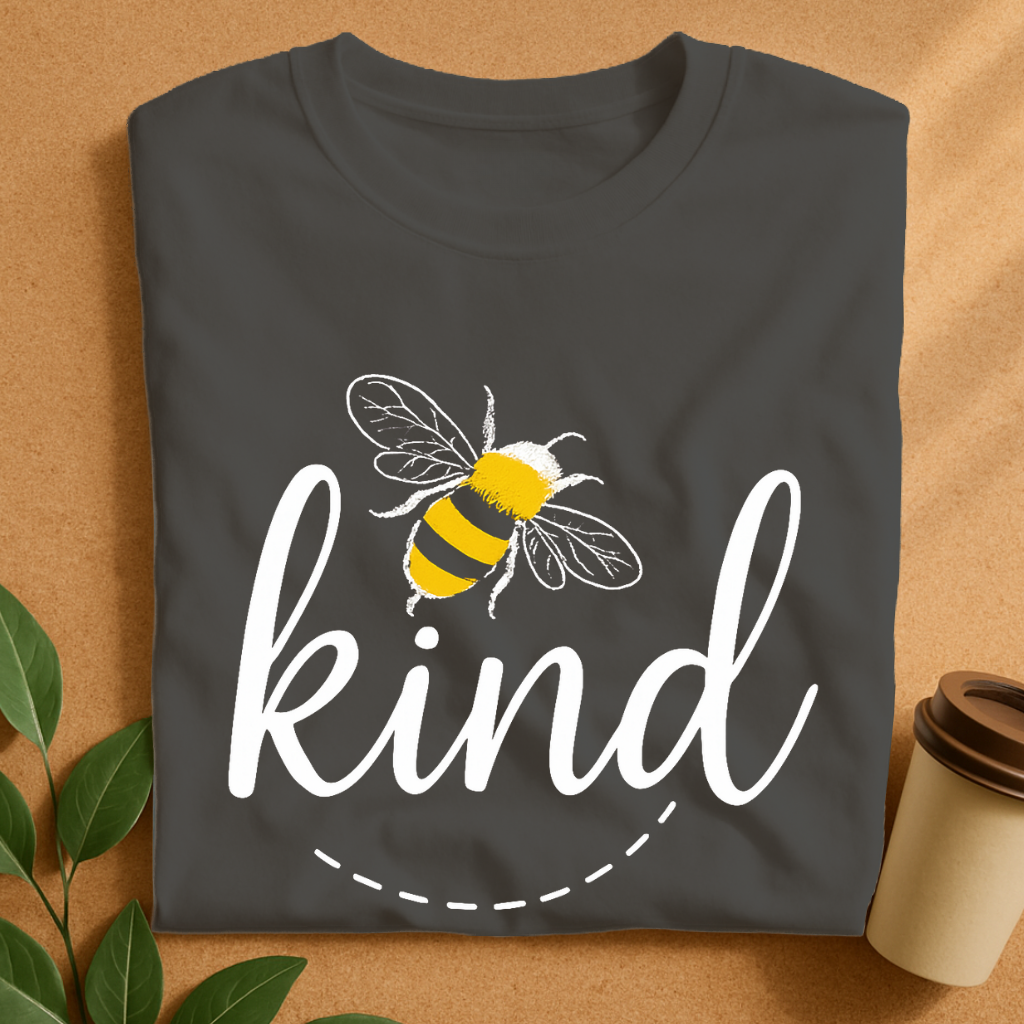 Bee Kind Typography with Illustrated Bumblebee T-Shirt