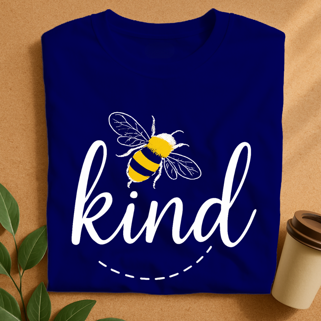 Bee Kind Typography with Illustrated Bumblebee T-Shirt