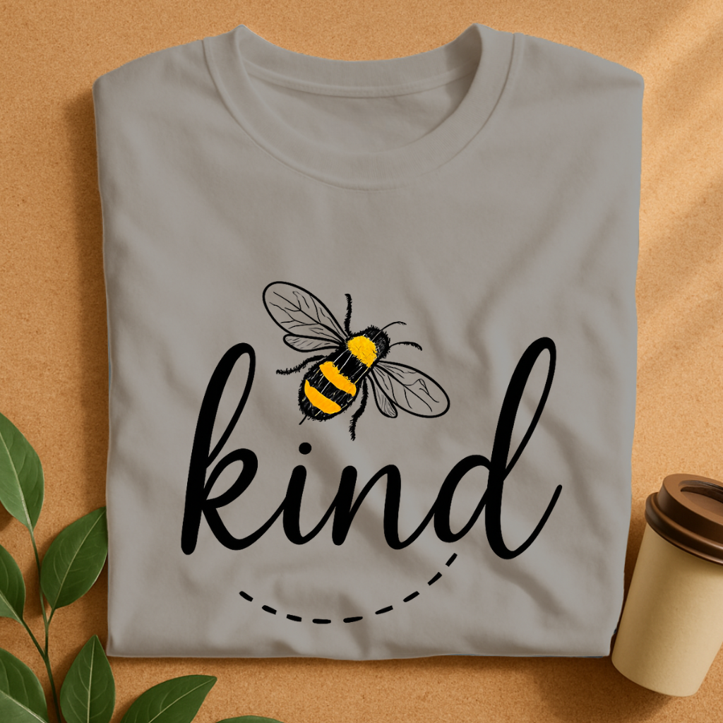 Bee Kind Typography with Illustrated Bumblebee T-Shirt