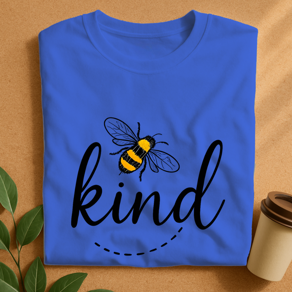 Bee Kind Typography with Illustrated Bumblebee T-Shirt