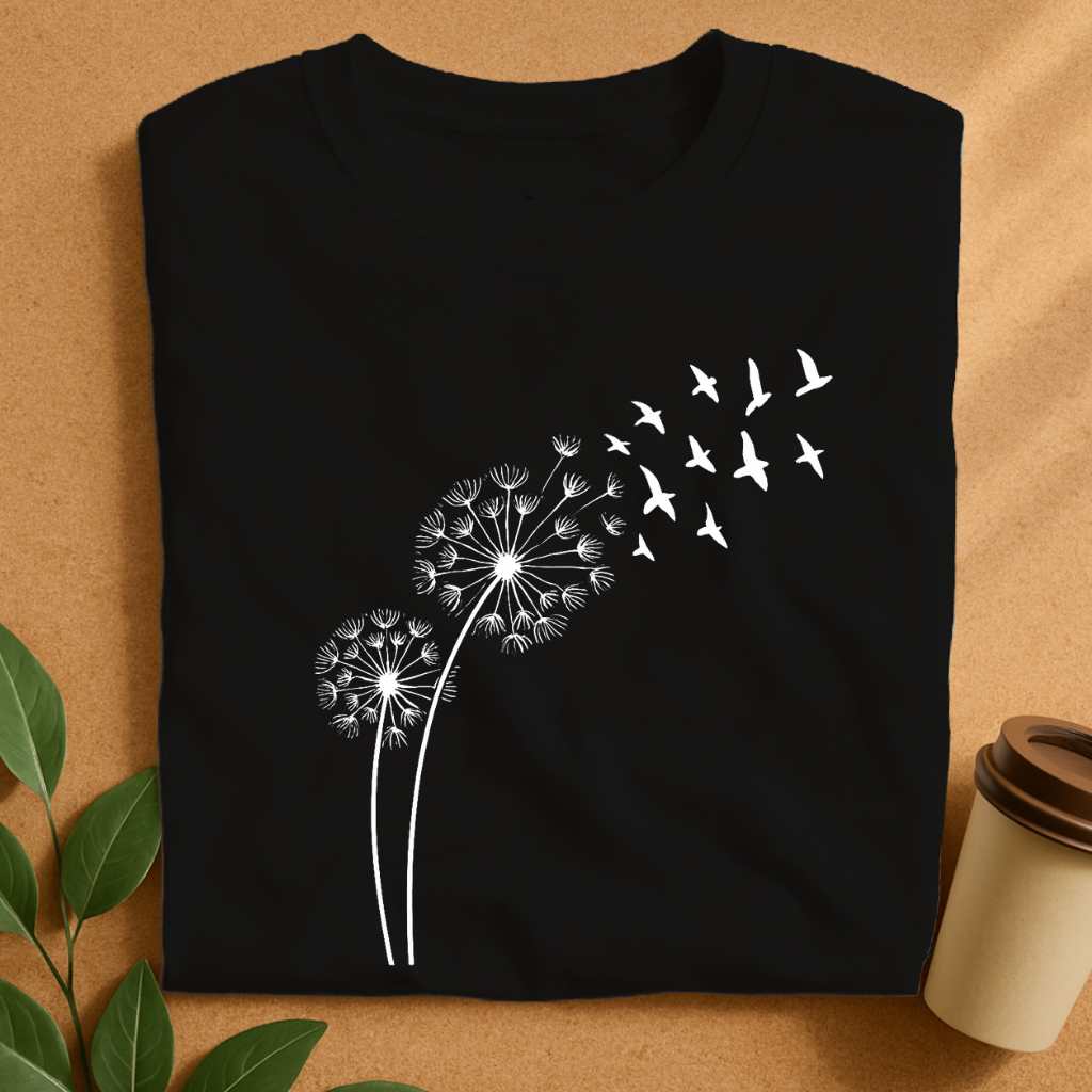 Dandelion Seeds Transforming into Flying Birds T-Shirt