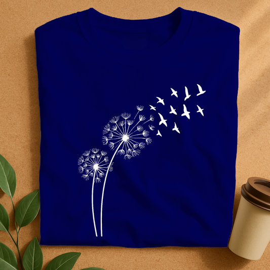 Dandelion Seeds Transforming into Flying Birds T-Shirt