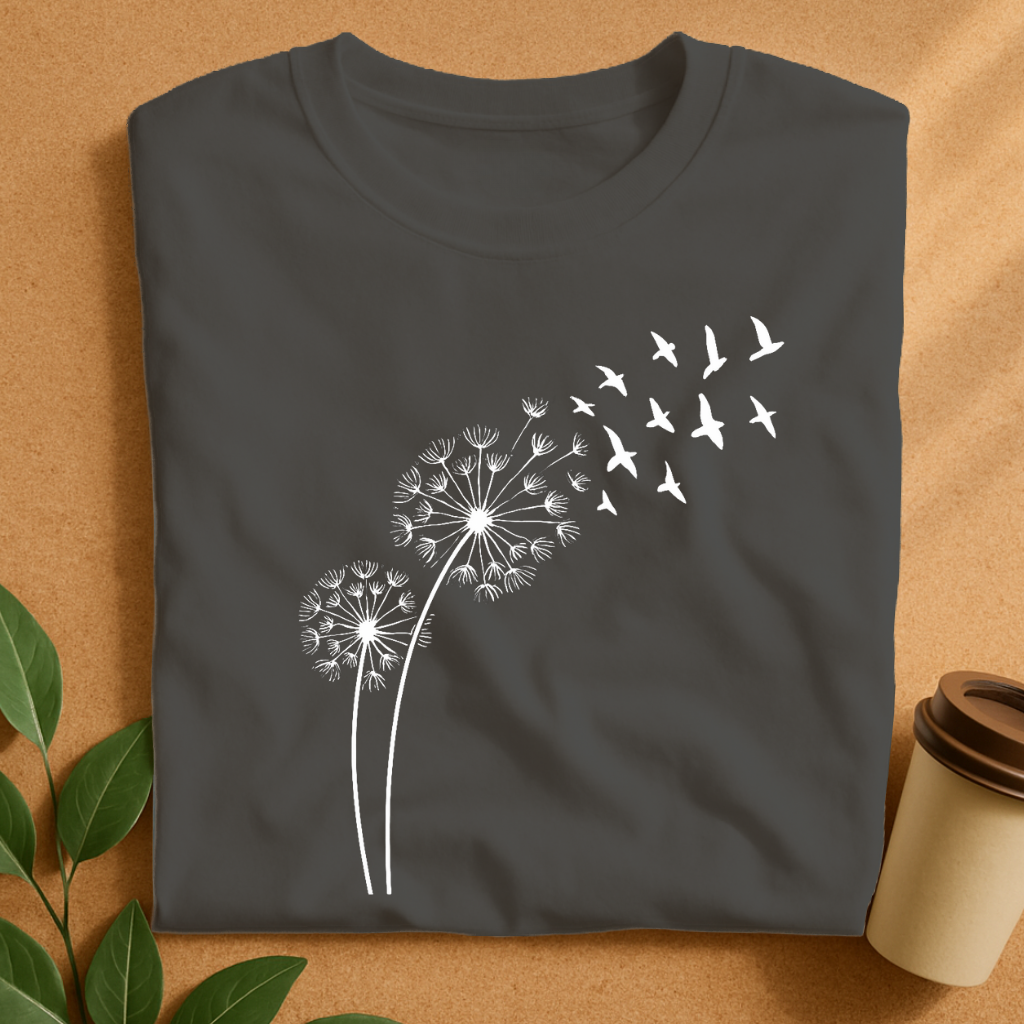 Dandelion Seeds Transforming into Flying Birds T-Shirt