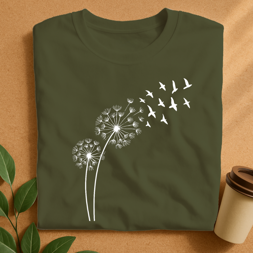 Dandelion Seeds Transforming into Flying Birds T-Shirt