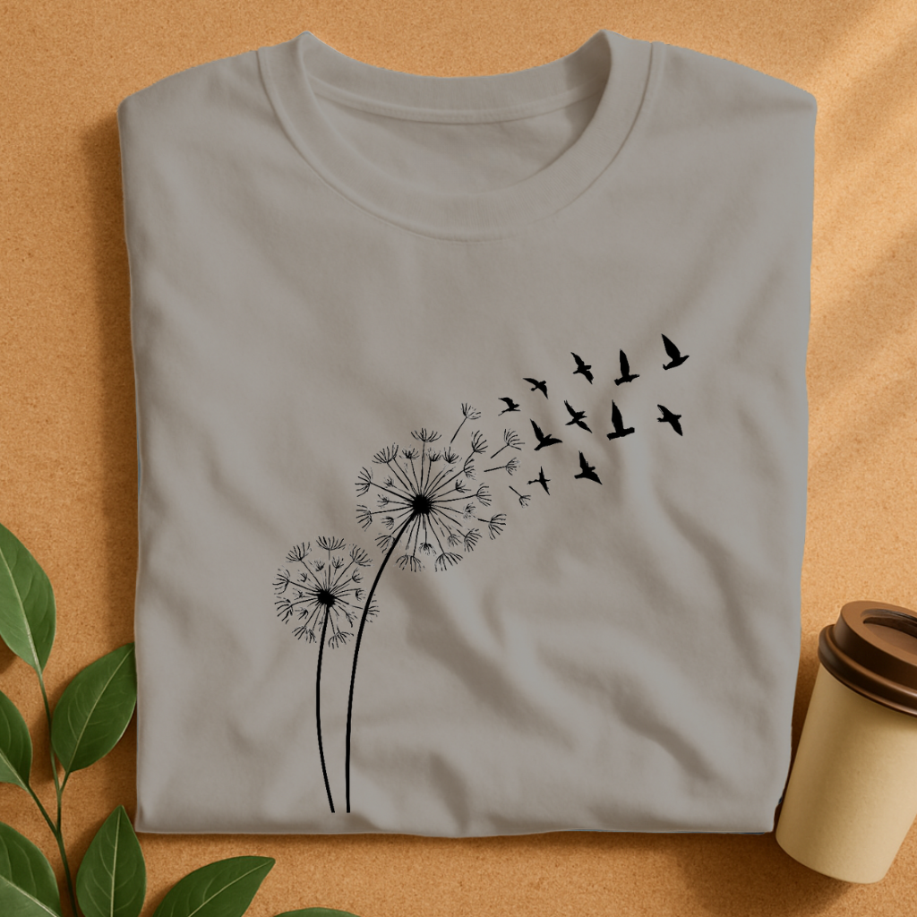 Dandelion Seeds Transforming into Flying Birds T-Shirt