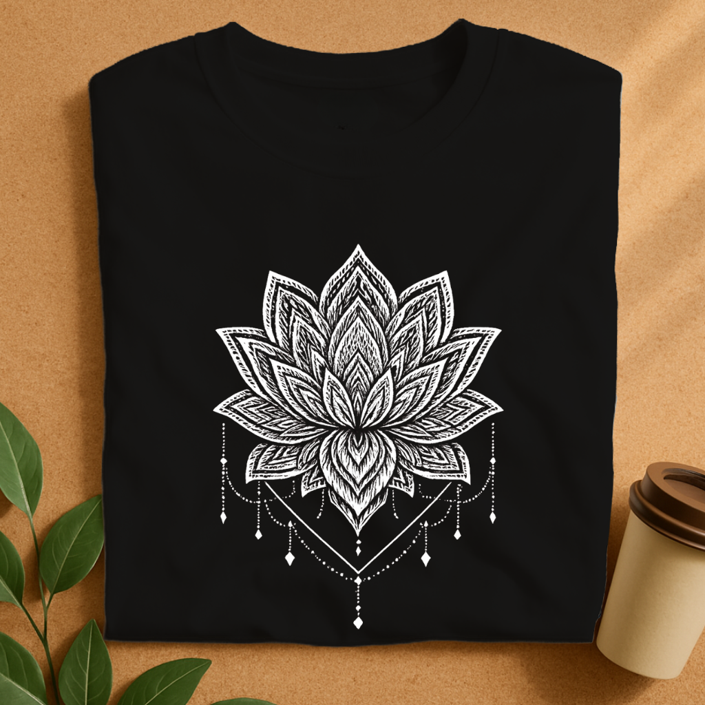 Intricate Lotus Mandala with Hanging Jewels T-Shirt