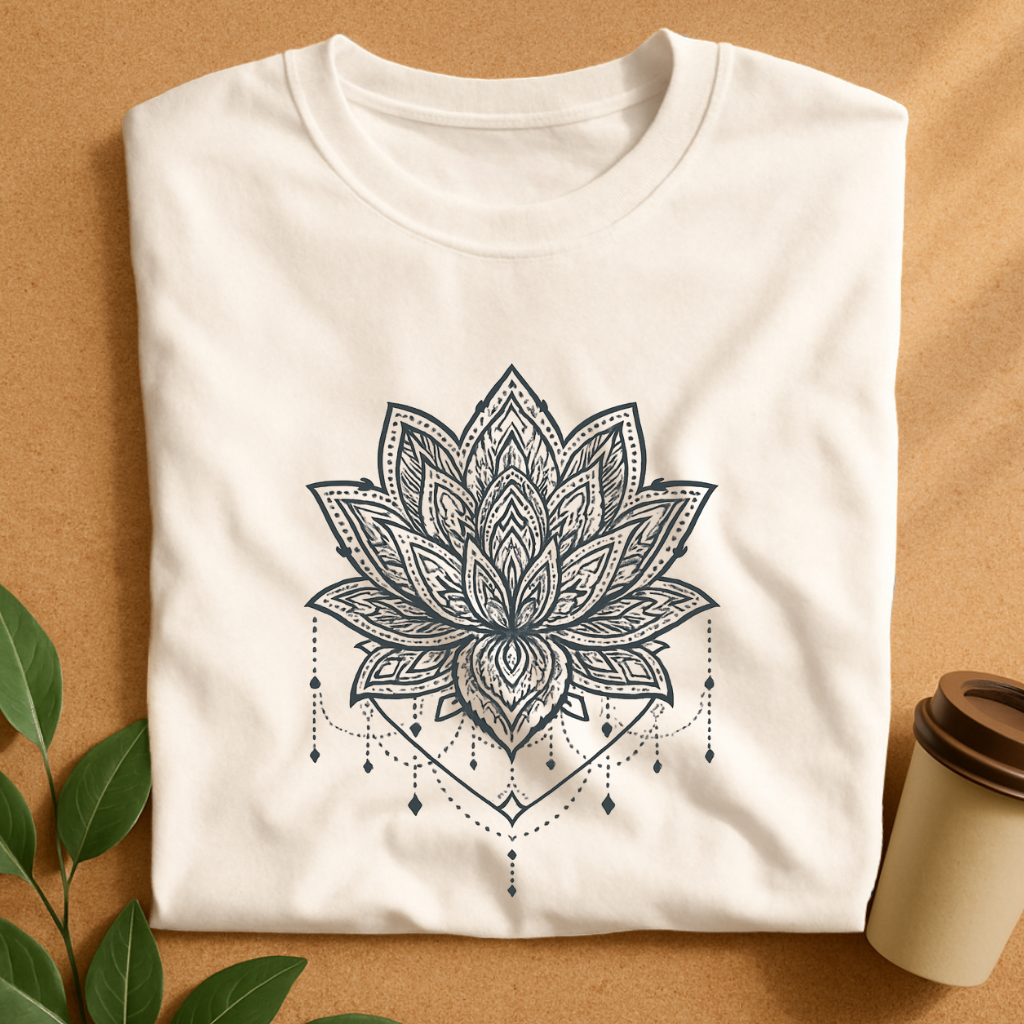 Intricate Lotus Mandala with Hanging Jewels T-Shirt