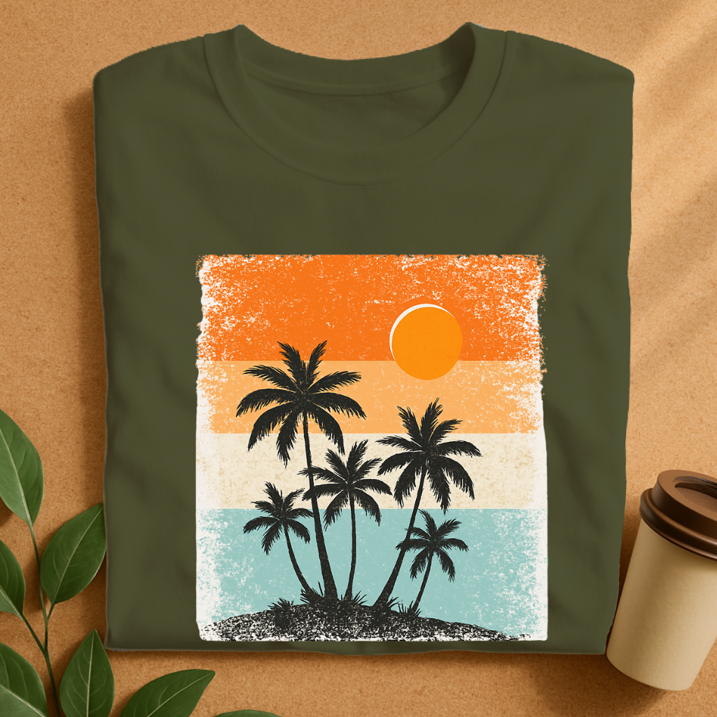 Retro Sunset Palm Trees Silhouette T-Shirt