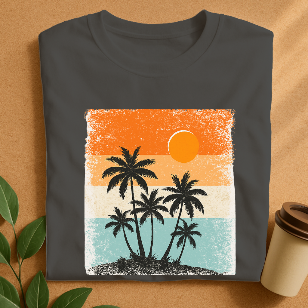Retro Sunset Palm Trees Silhouette T-Shirt