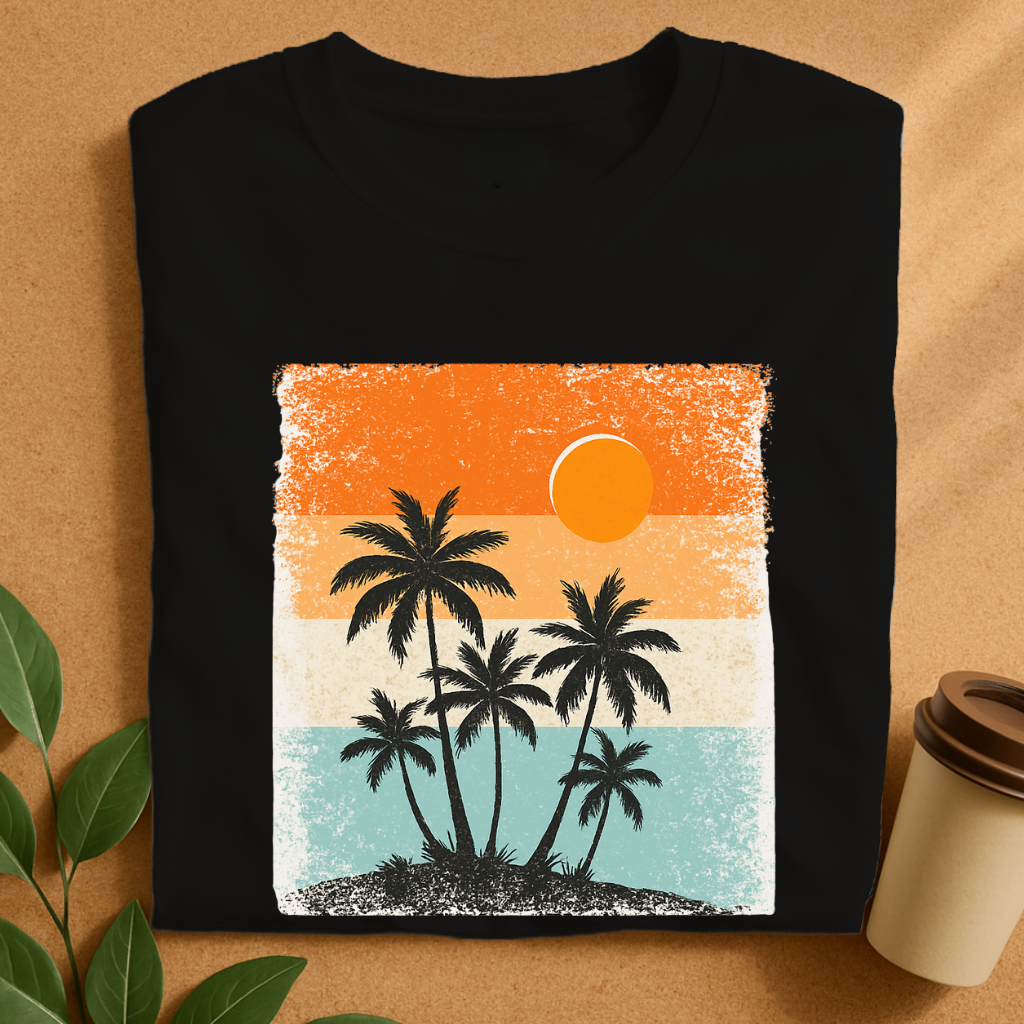 Retro Sunset Palm Trees Silhouette T-Shirt