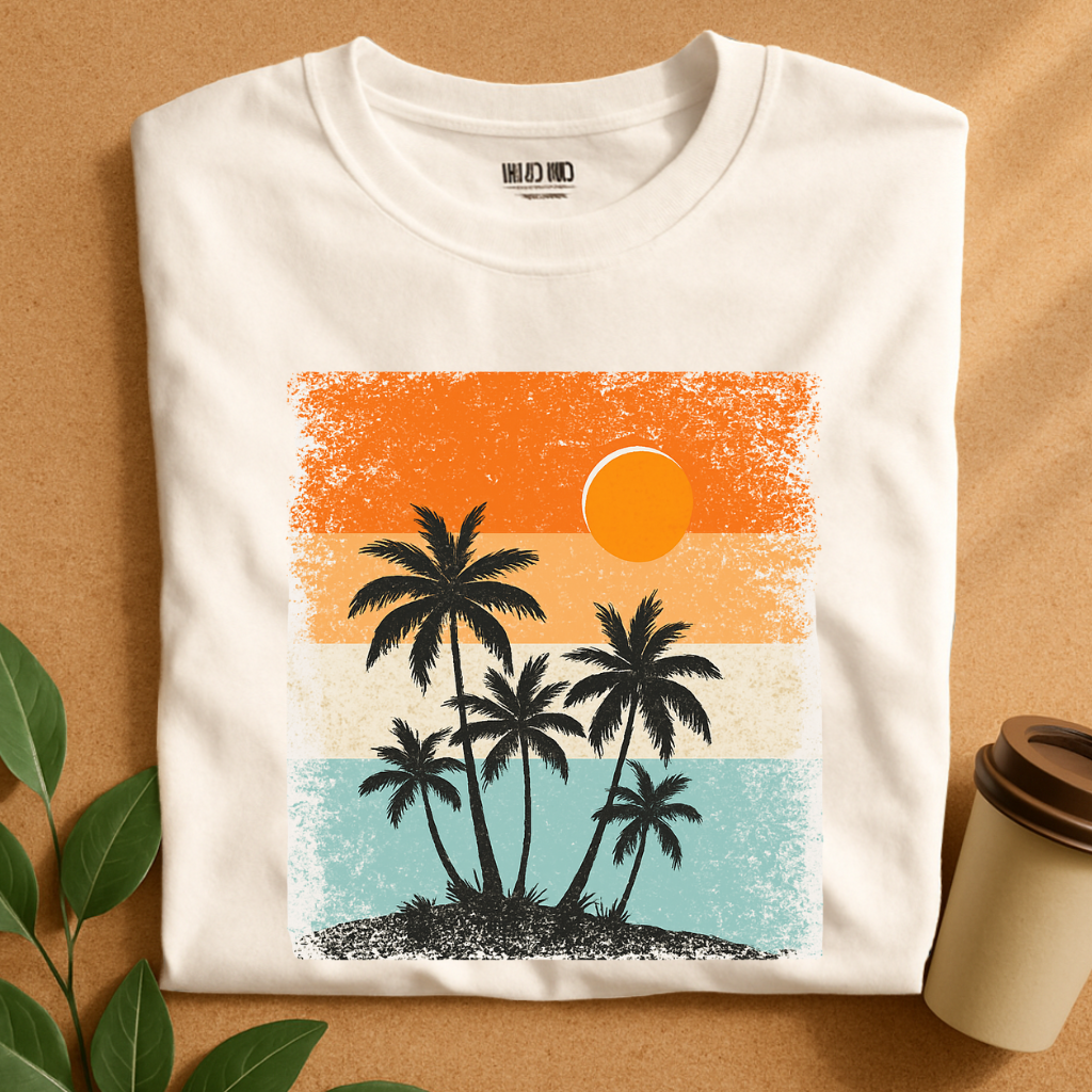 Retro Sunset Palm Trees Silhouette T-Shirt