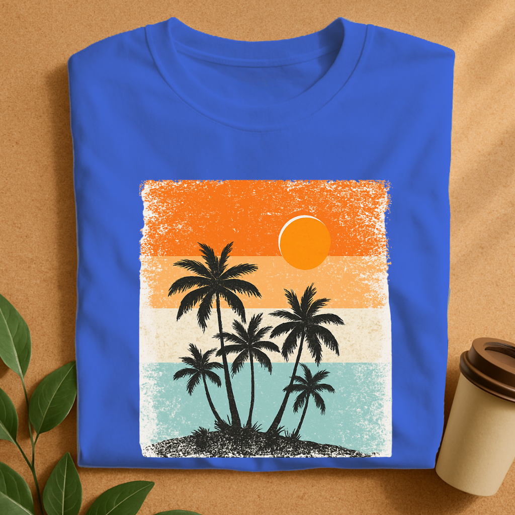 Retro Sunset Palm Trees Silhouette T-Shirt