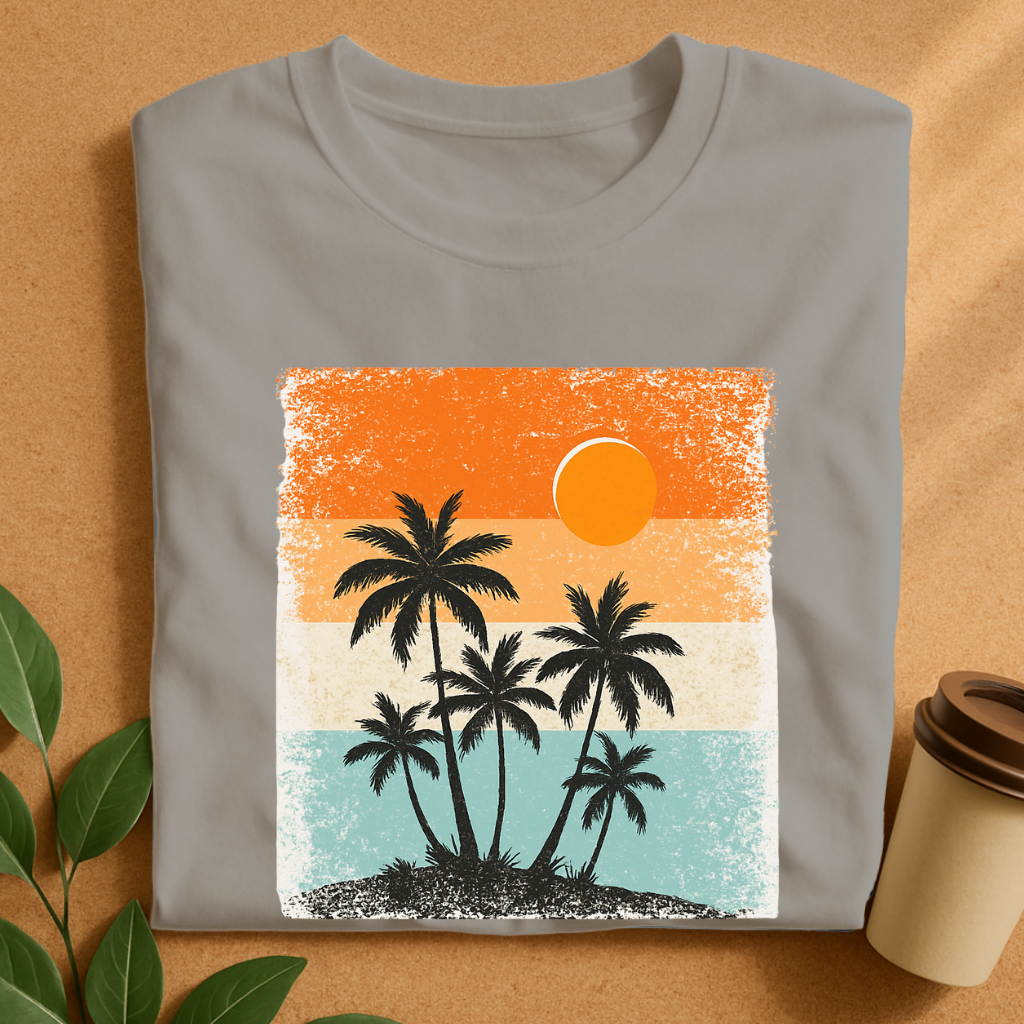 Retro Sunset Palm Trees Silhouette T-Shirt