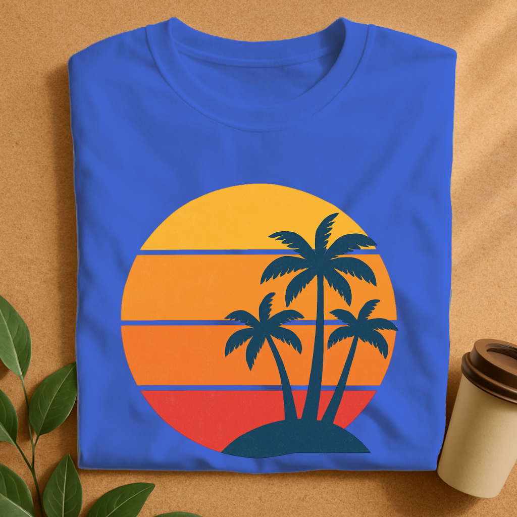 Sunset Silhouette with Side Palm Trees T-Shirt