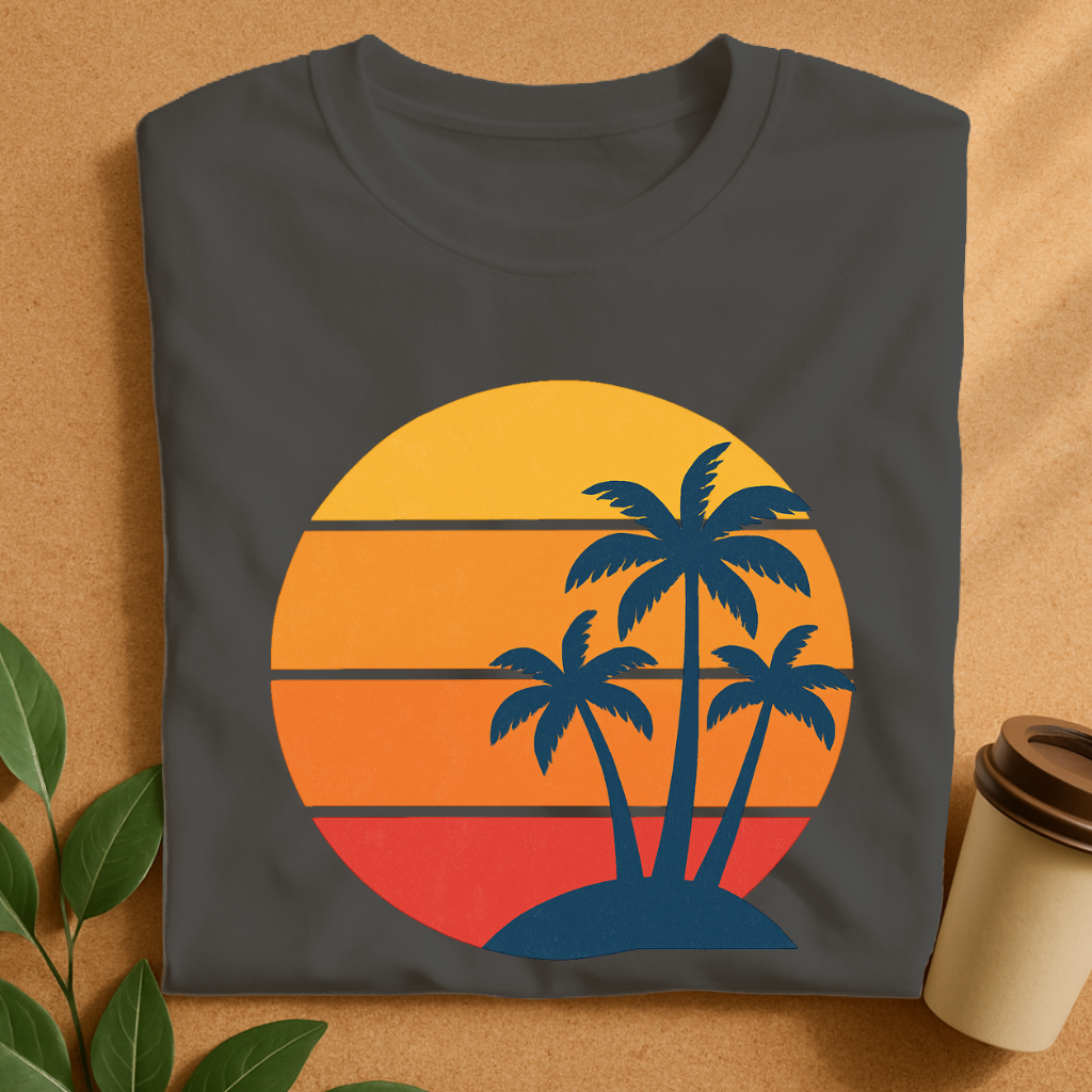 Sunset Silhouette with Side Palm Trees T-Shirt