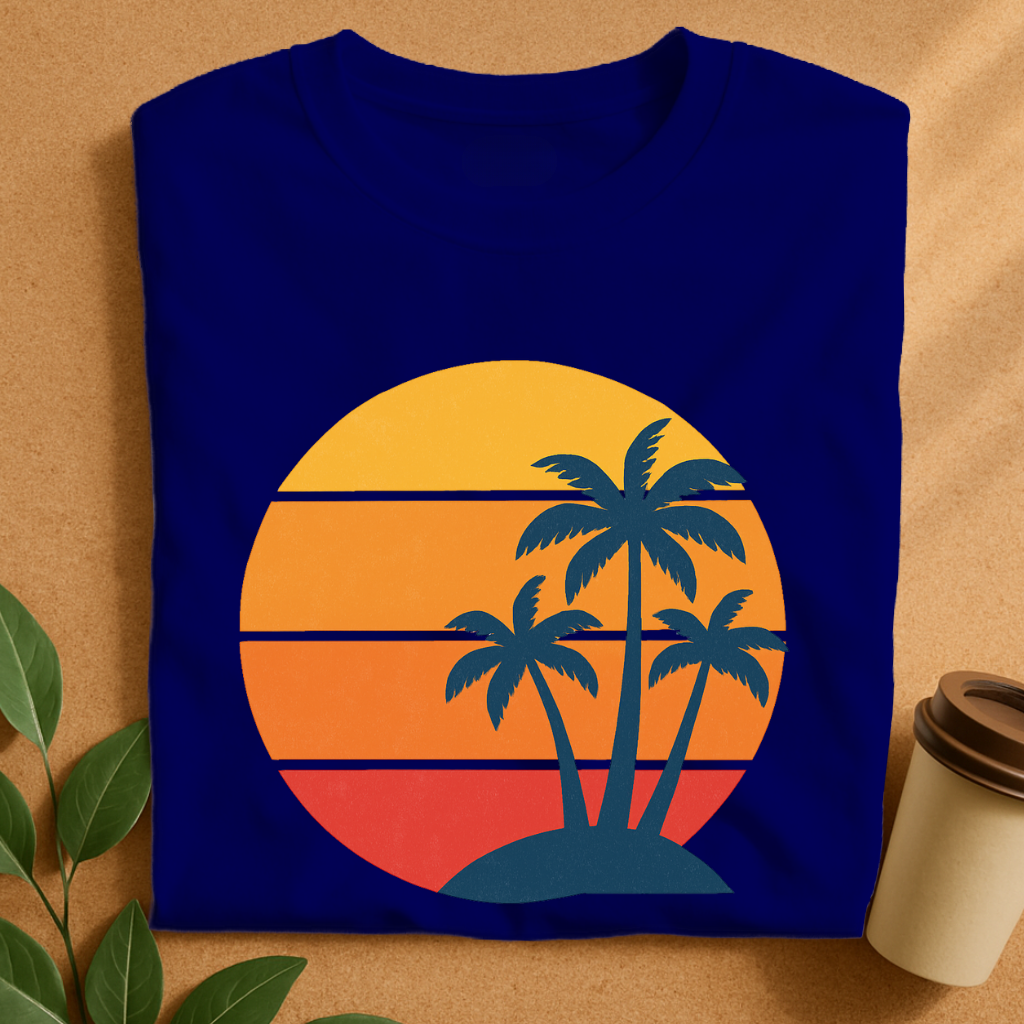 Sunset Silhouette with Side Palm Trees T-Shirt