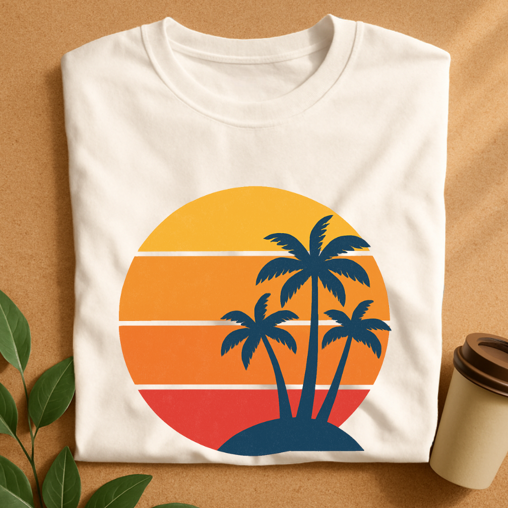 Sunset Silhouette with Side Palm Trees T-Shirt