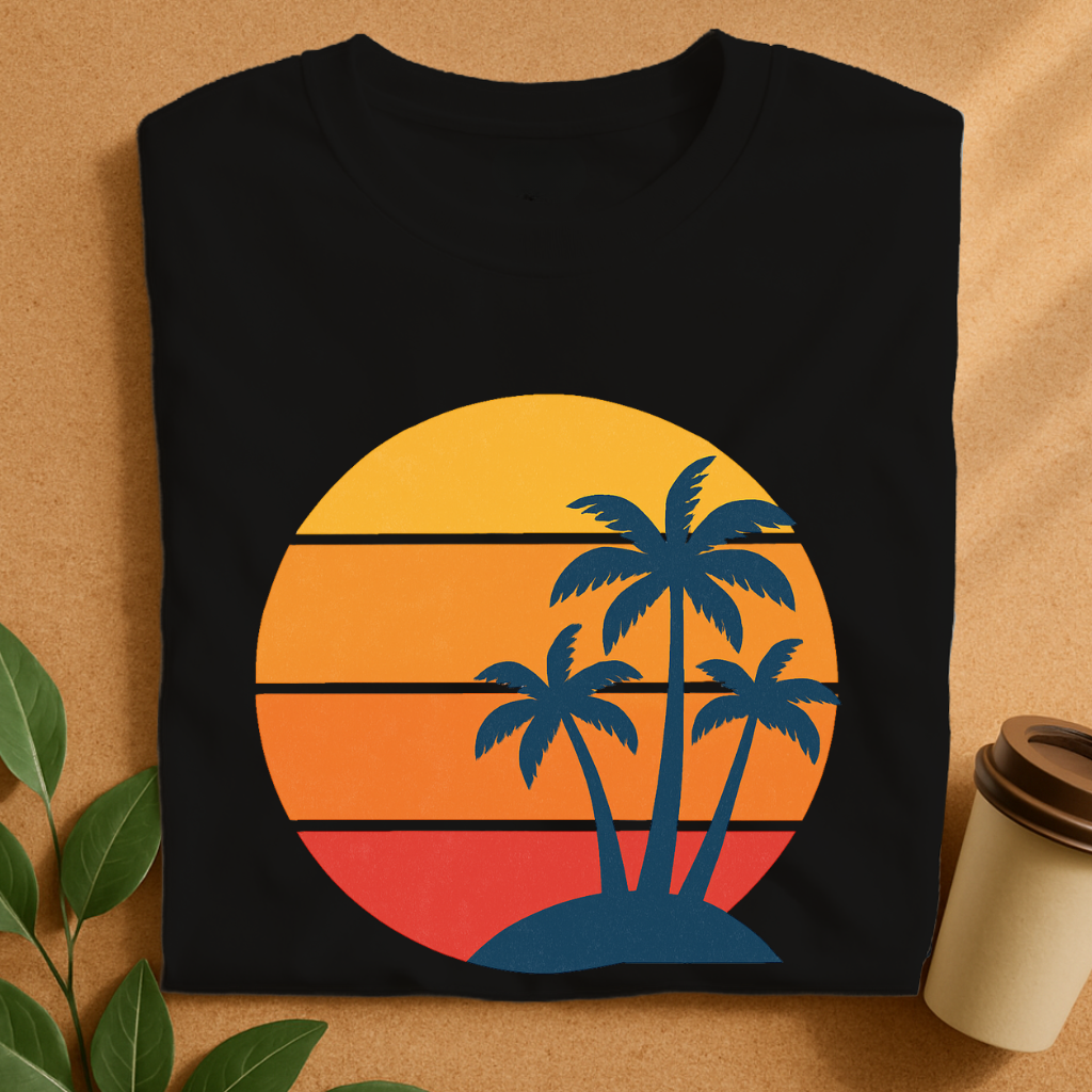 Sunset Silhouette with Side Palm Trees T-Shirt