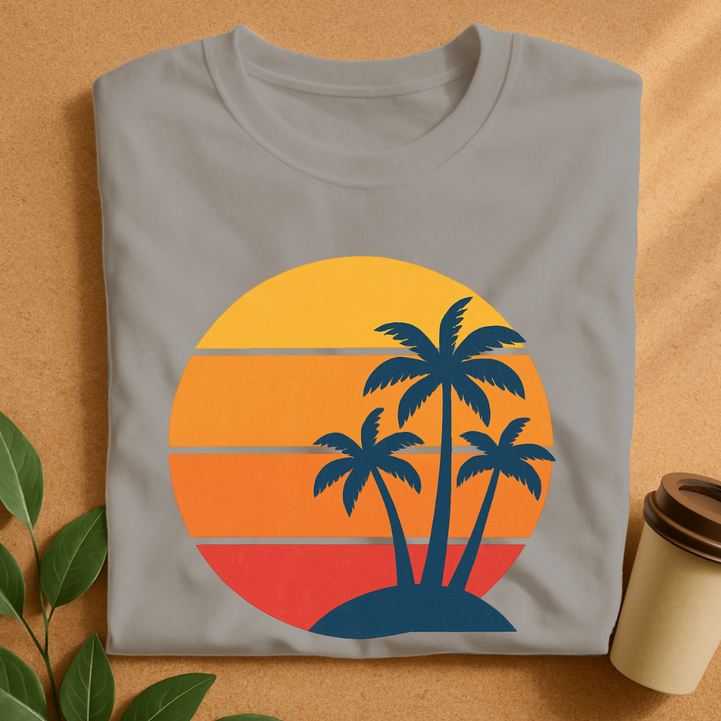 Sunset Silhouette with Side Palm Trees T-Shirt
