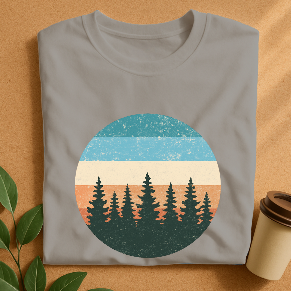 Vintage Sunset Pines Silhouette T-Shirt