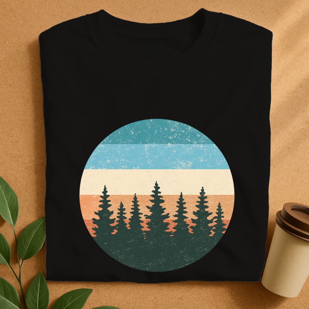 Vintage Sunset Pines Silhouette T-Shirt
